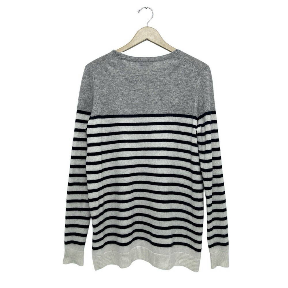 Vince Breton Striped 100% Cashmere Colorblock Stripe Pullover Sweater Women’s L - Picture 3 of 9
